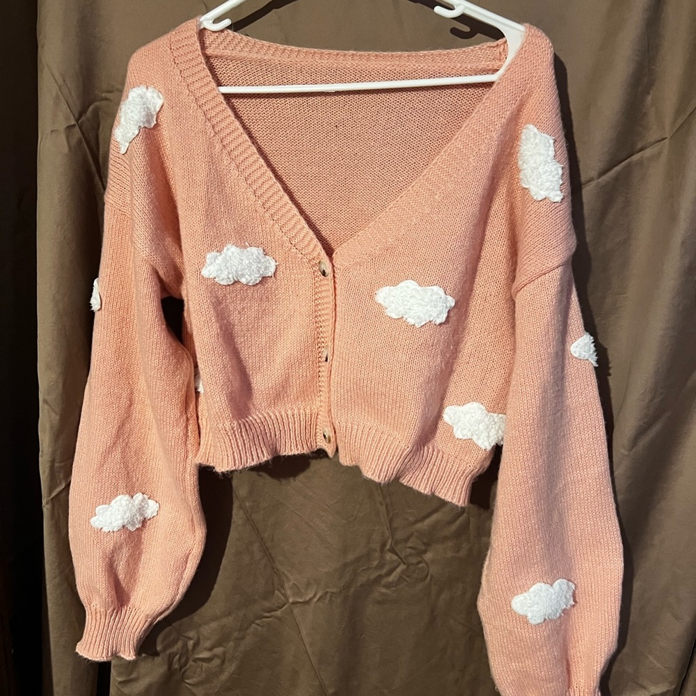 Pink Cloud Pattern Women Sweater